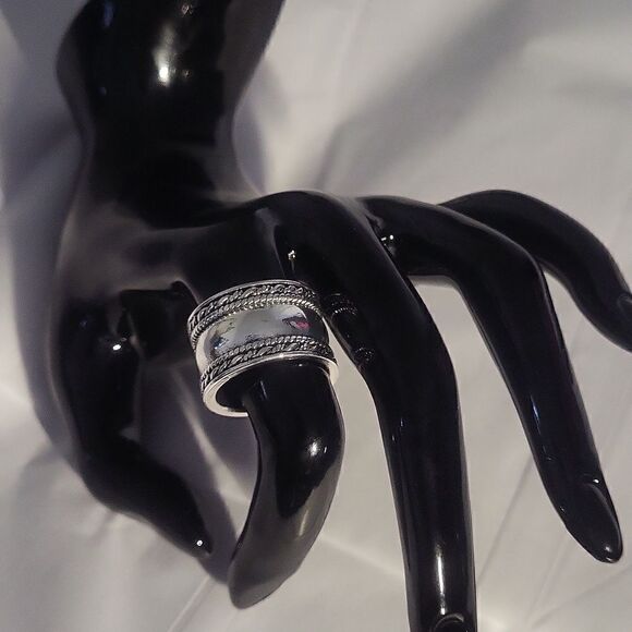 Fashion Wide Ring Silver Plated Braid Edge - Picture 8 of 13